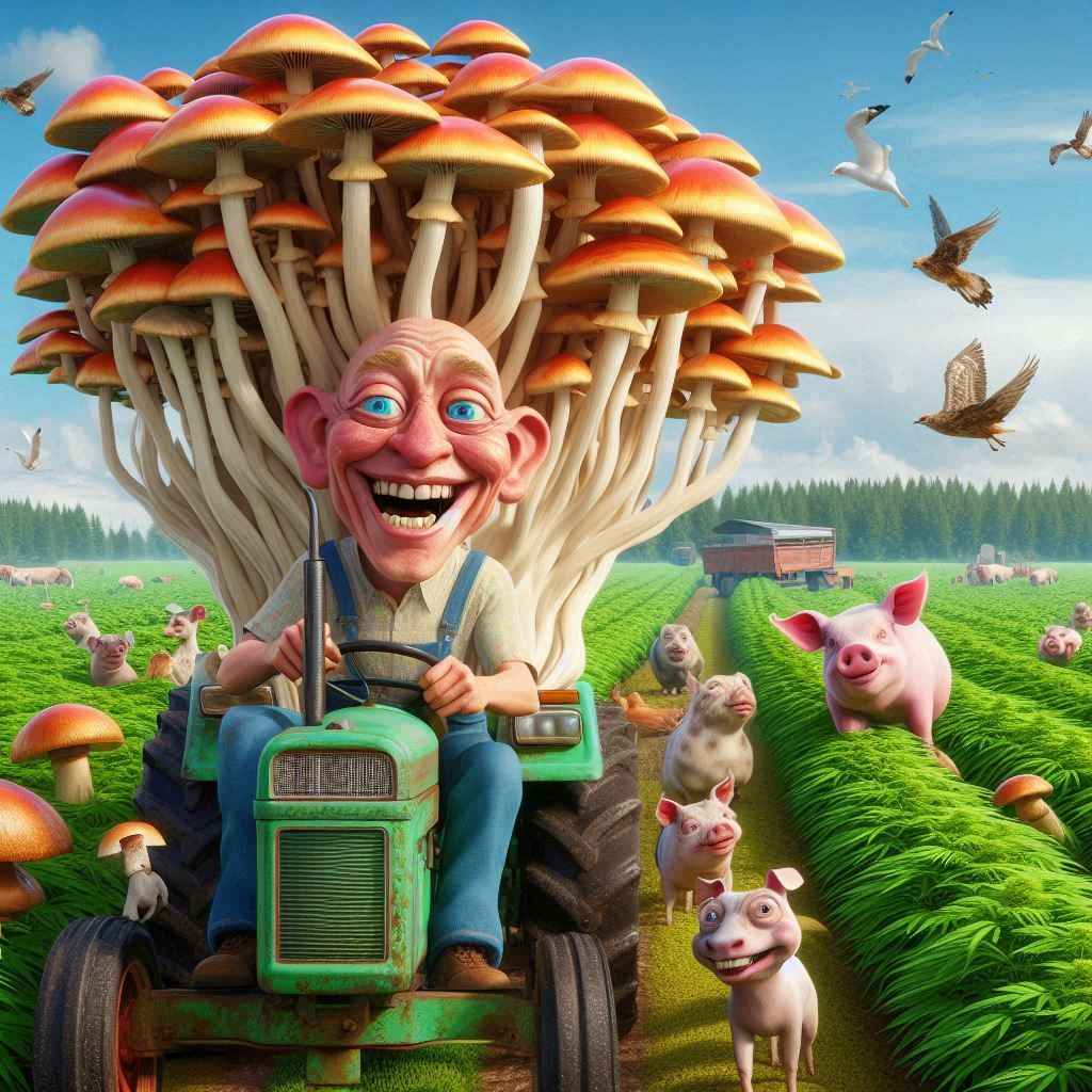 Crazy Mushrooms blushing like a red neck, Life on a farm, dr...