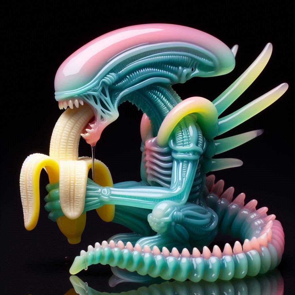 Jellymorph eating banana