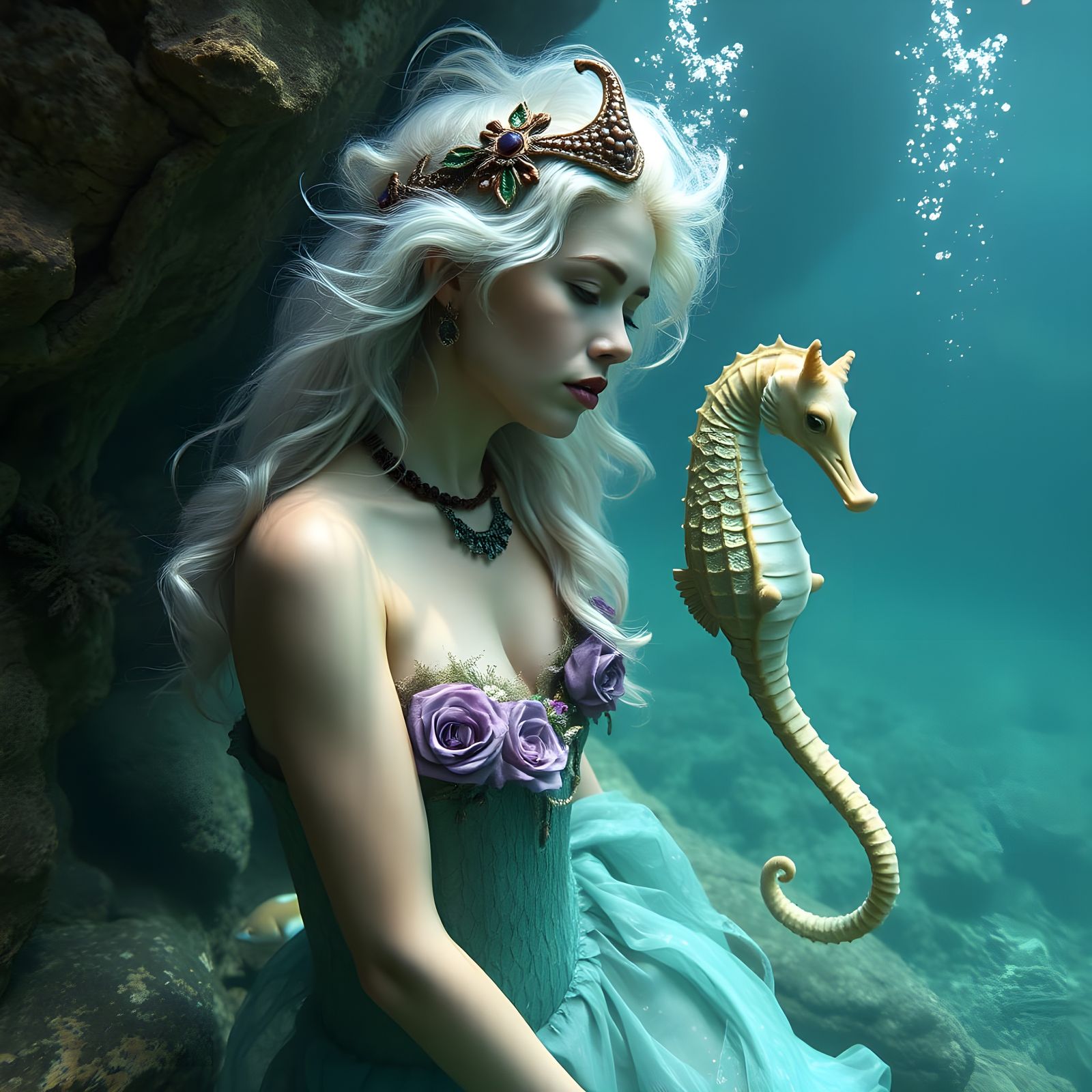 Mermaid and her pet  by @KB