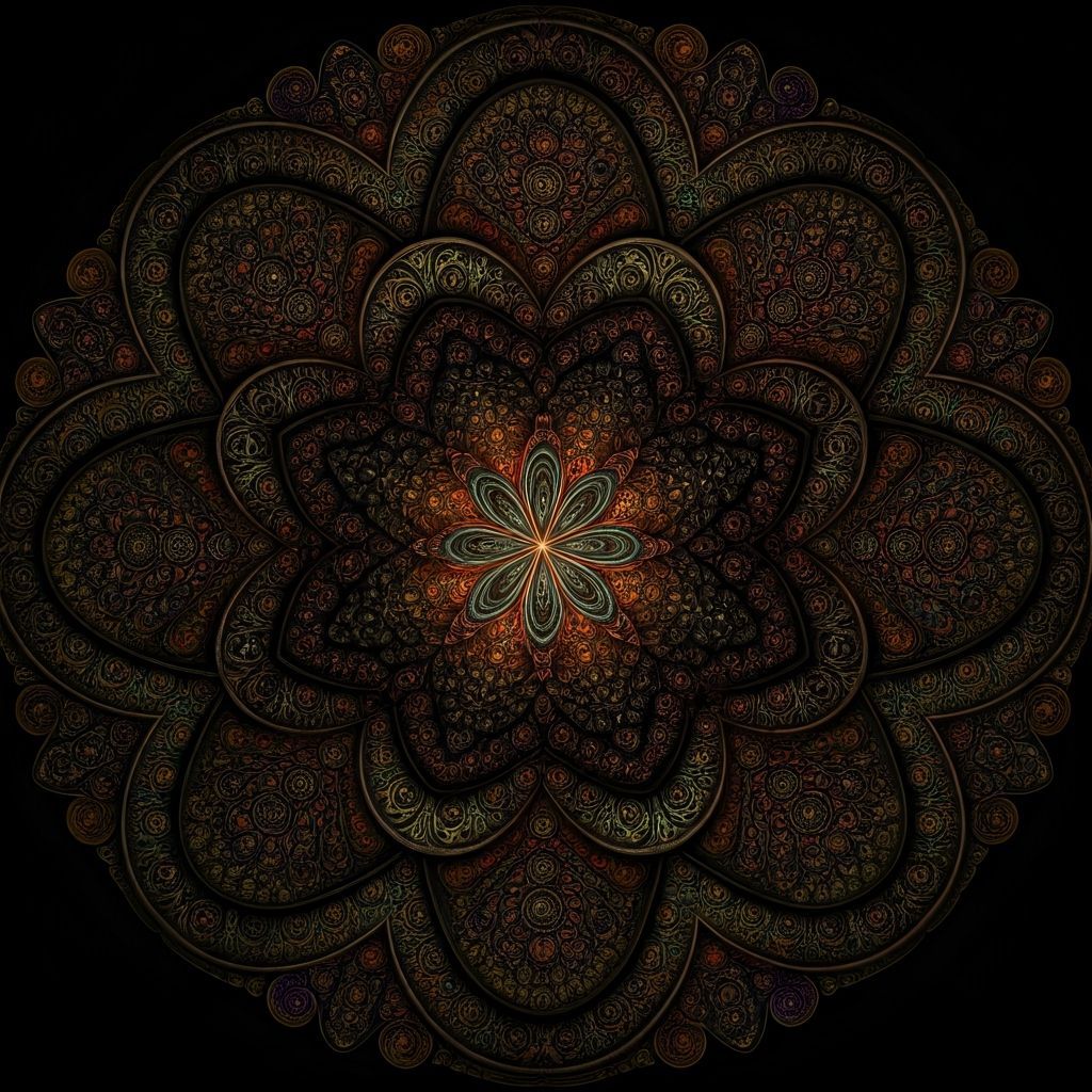 "Ultra-detailed kaleidoscope art, mesmerizing symmetrical patterns with intricate geometric shapes, vivid vibrant colors, ornate fractal-lik...