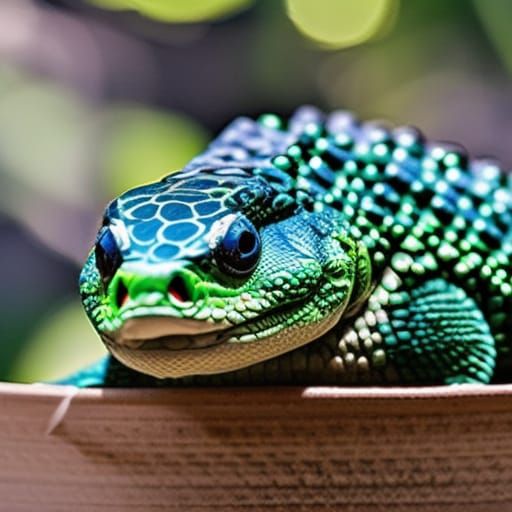 Blue cute baby crocodile.