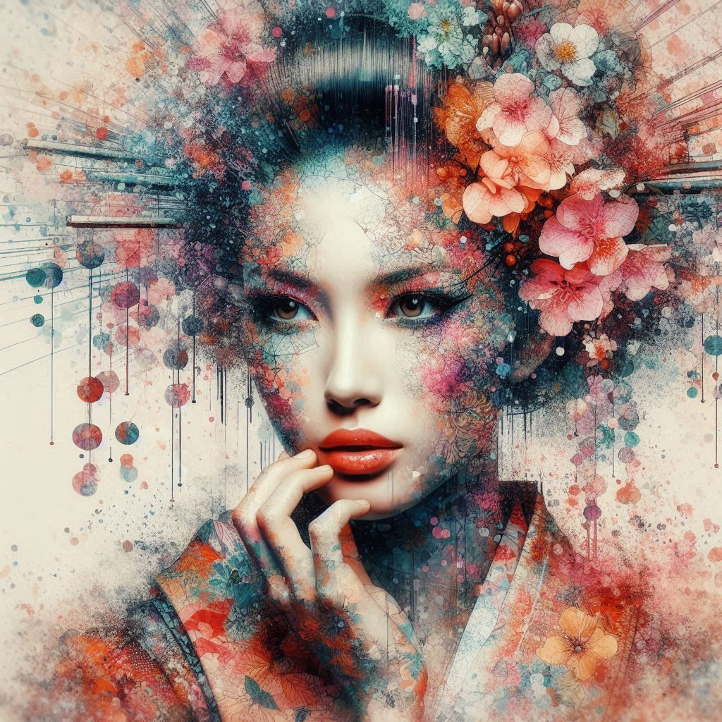 double exposure beautiful fantasy DALL-E 3 portrait landscap...