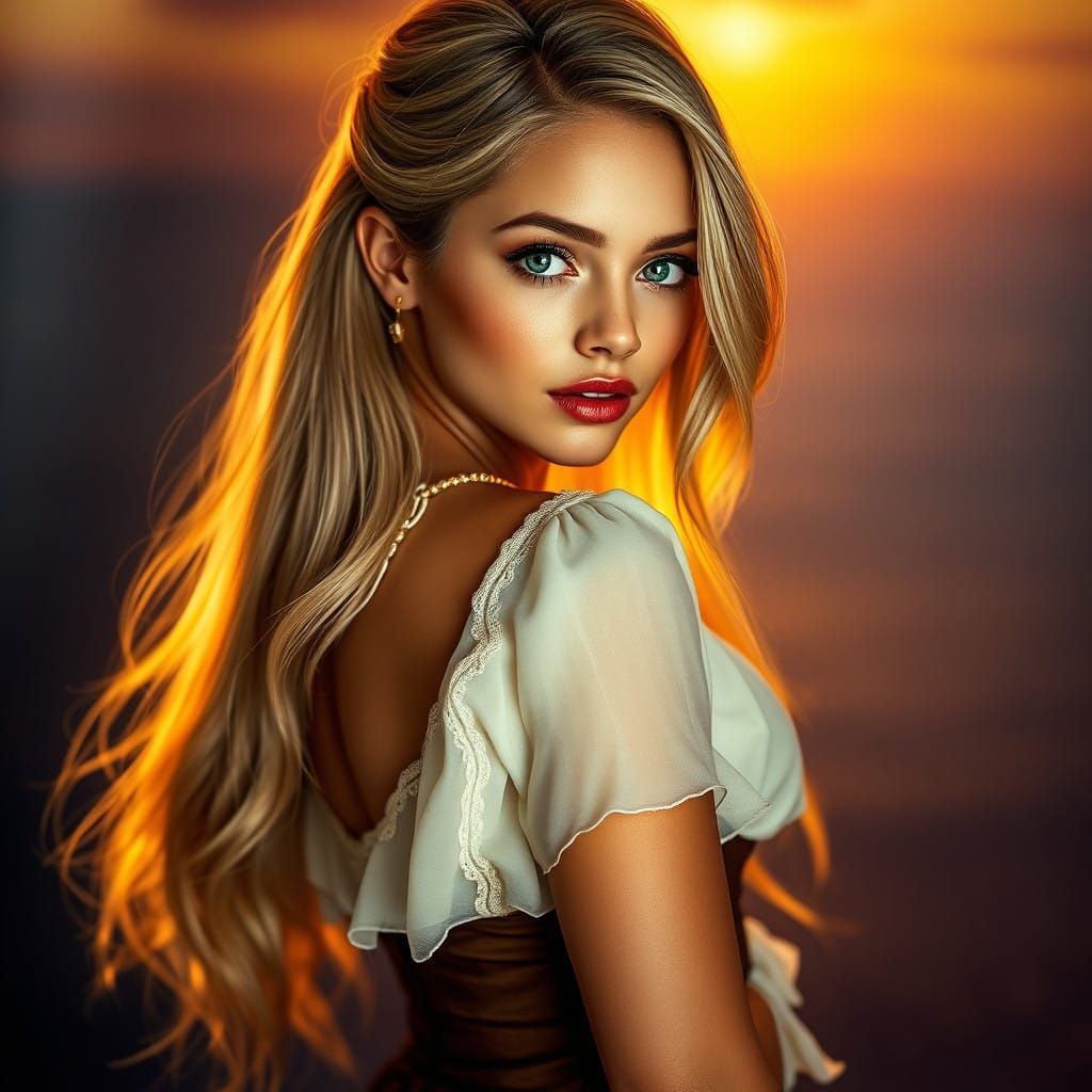 Subtly Dressed Young Woman in a Dramatic Lighting Setup