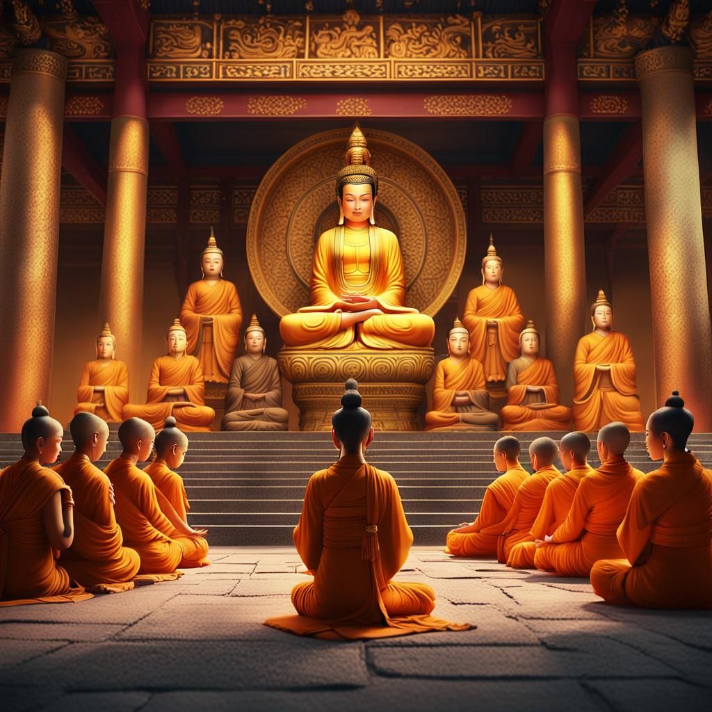 Guanyin Bodhisattva in Ancient Temple: Digital Matte Paintin...