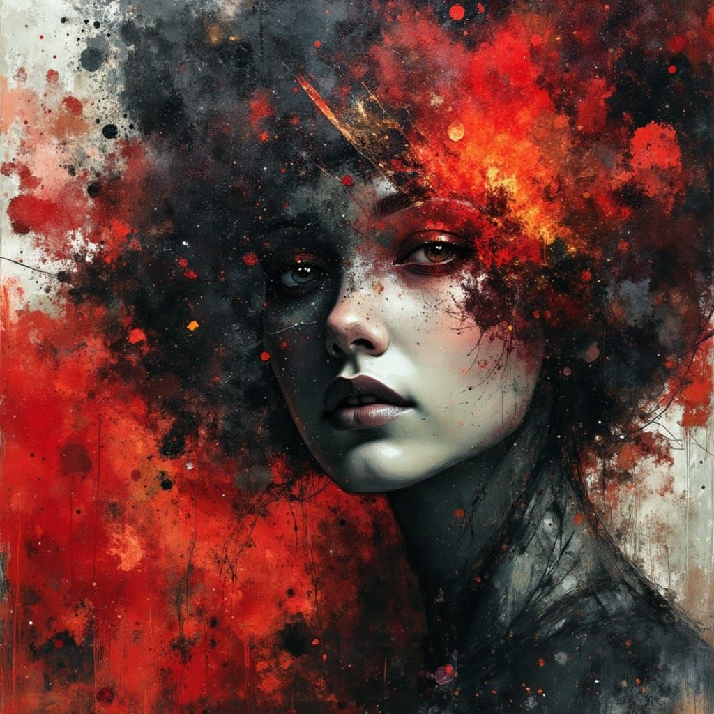 Vibrant Portrait with Sparkling, Dreamy Oil Textures