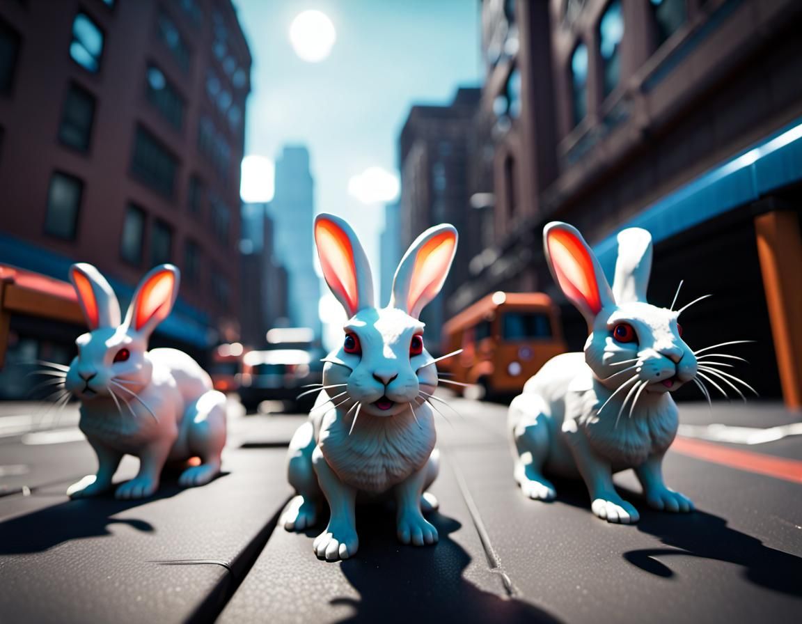 Killer bunny rabbits in the big city color corrected ambient...