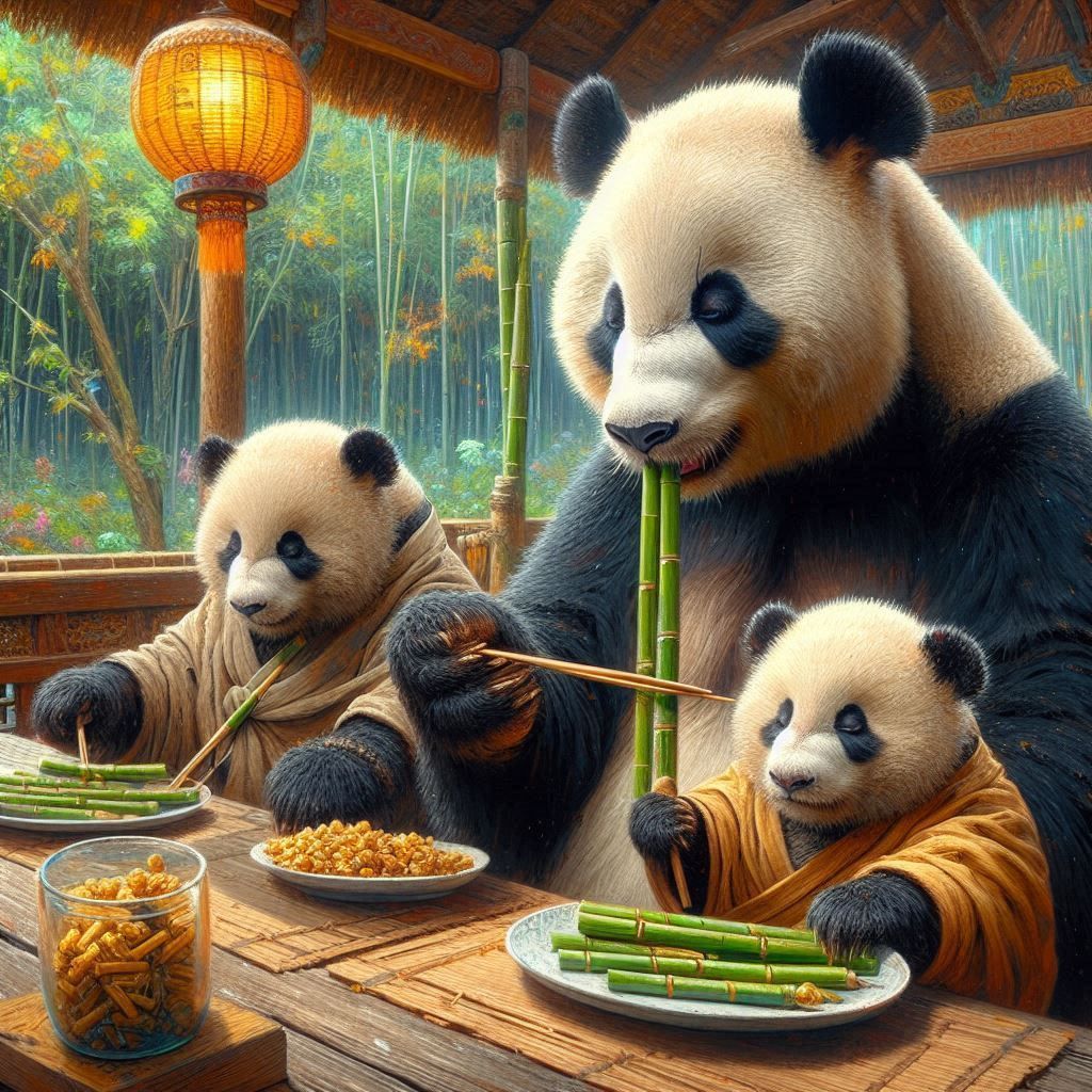 Panda in restaurant