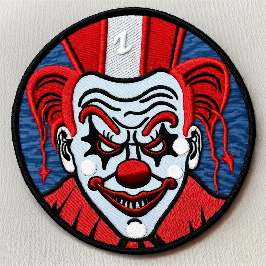 1%er patch, embroidered, evil clown, crazy horse - AI Generated Artwork ...