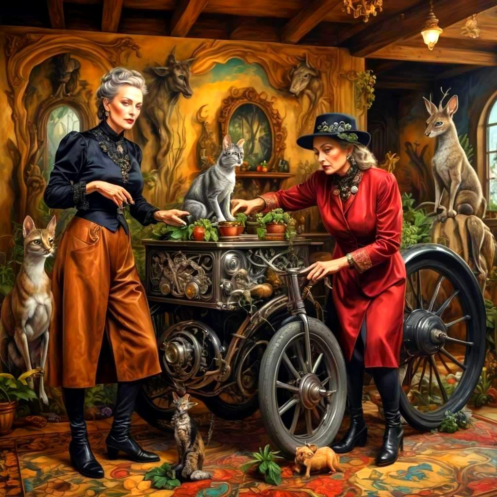 Extravagant Lady in Surreal Landscape: Photorealistic Art