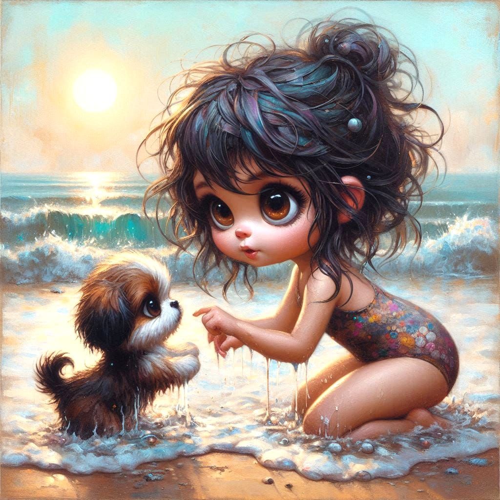 Playing in the waves