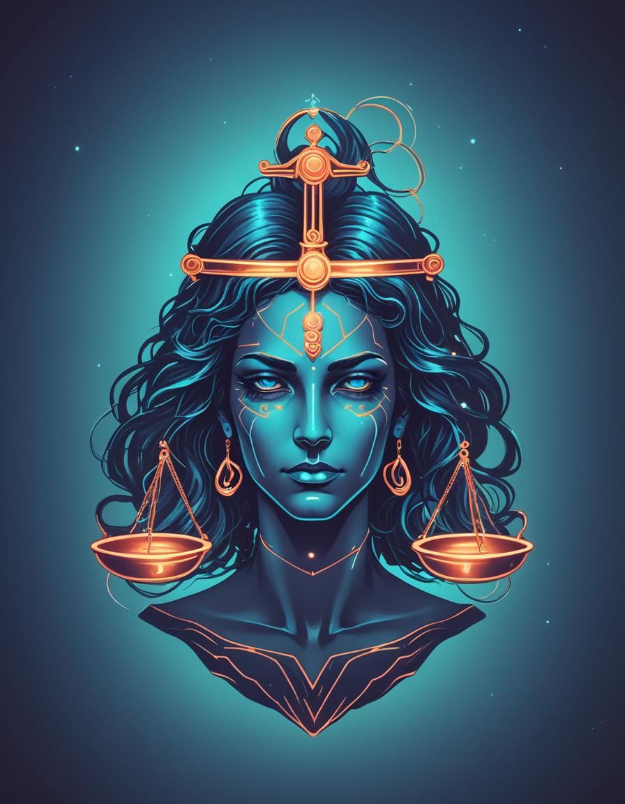 Fantasy libra head symbol in blue background