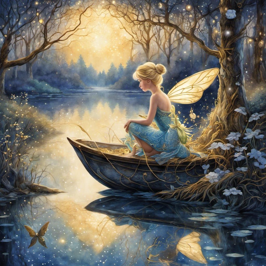 Fairy in the enchanted glitter lake
