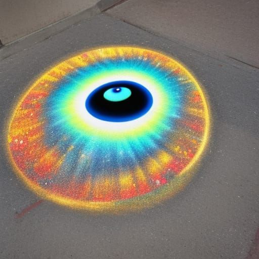 3D Optical Illusion Sidewalk Painting of Holographic 3D Eyeb...