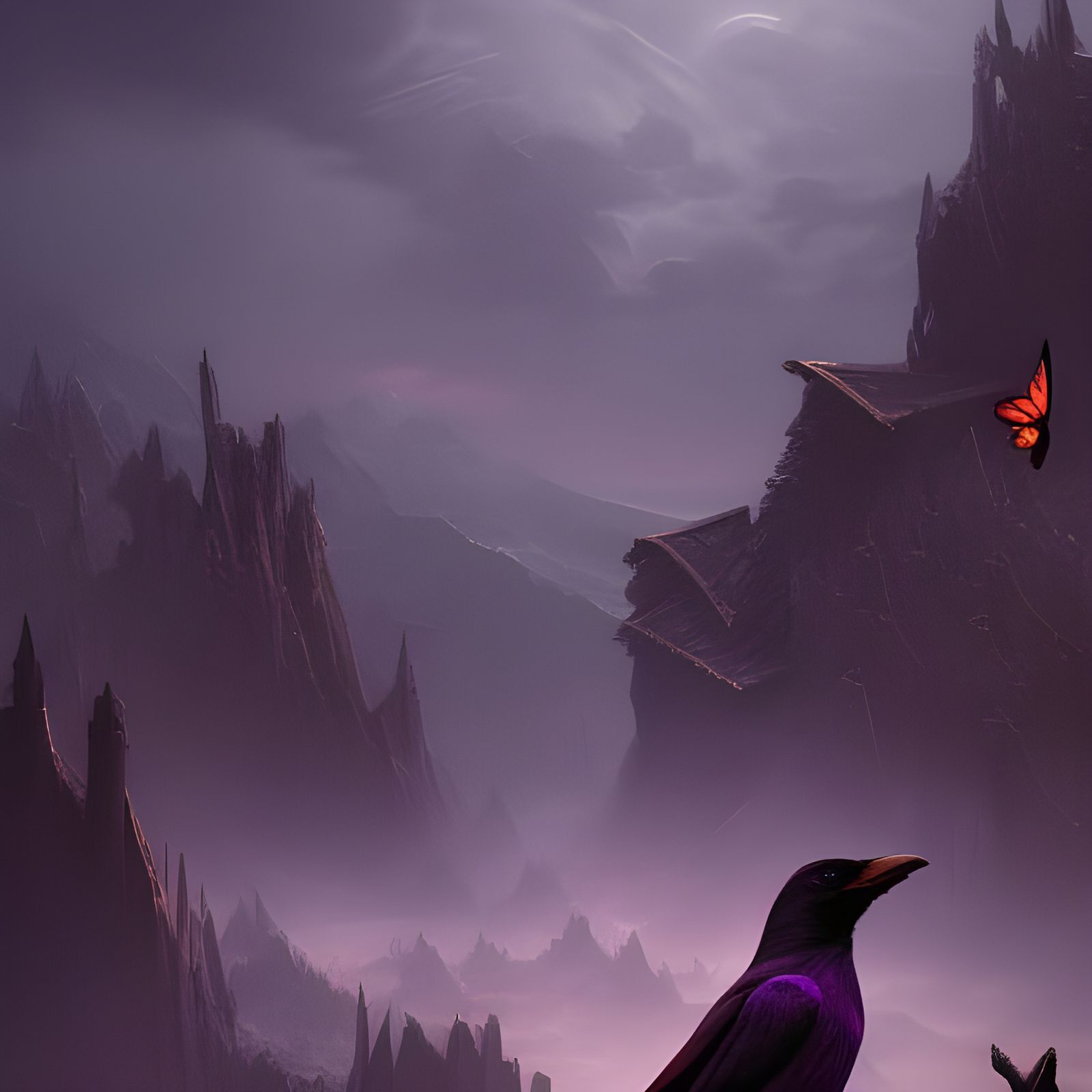 crow and butterfly