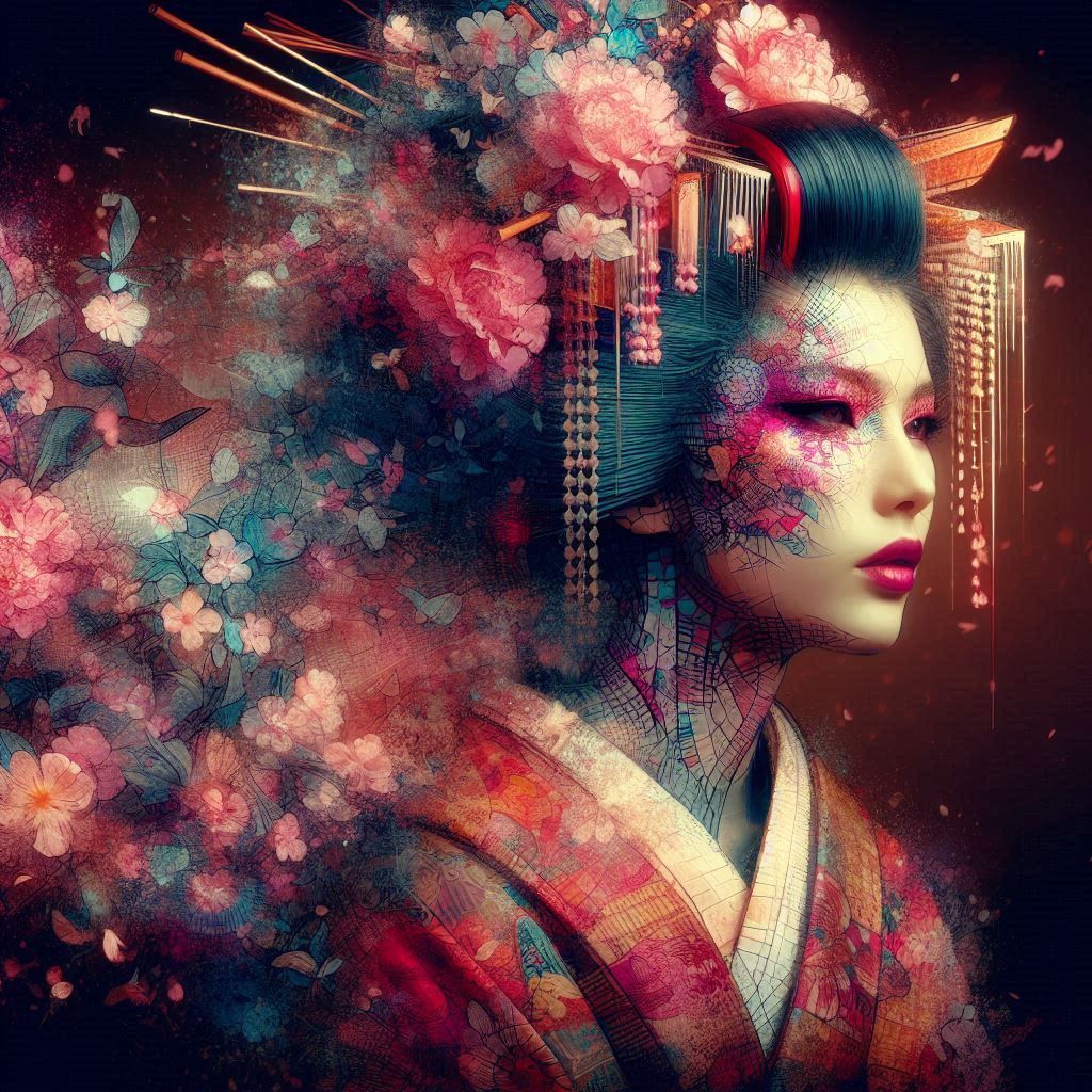 double exposure beautiful fantasy DALL-E 3 portrait landscap...