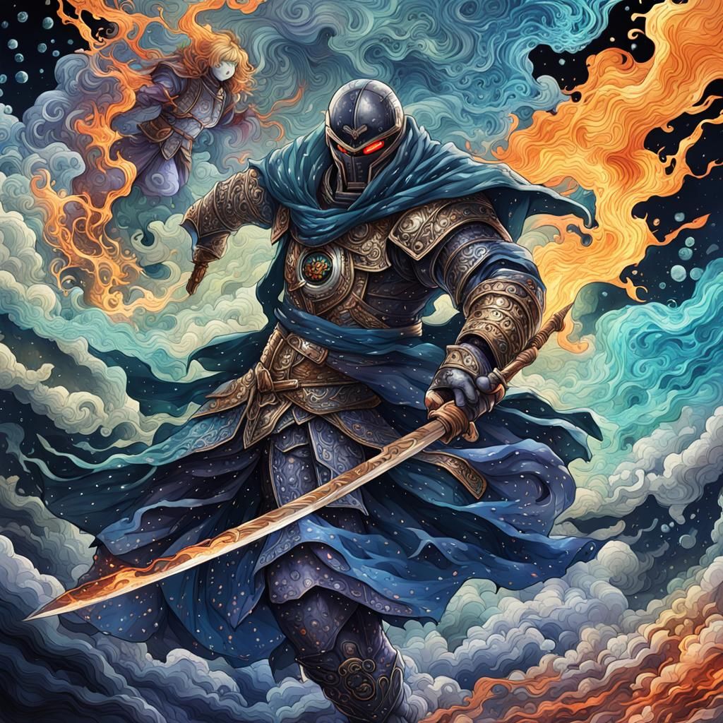 Close up scene of anime villains showdown  by @Loving the Impressionists