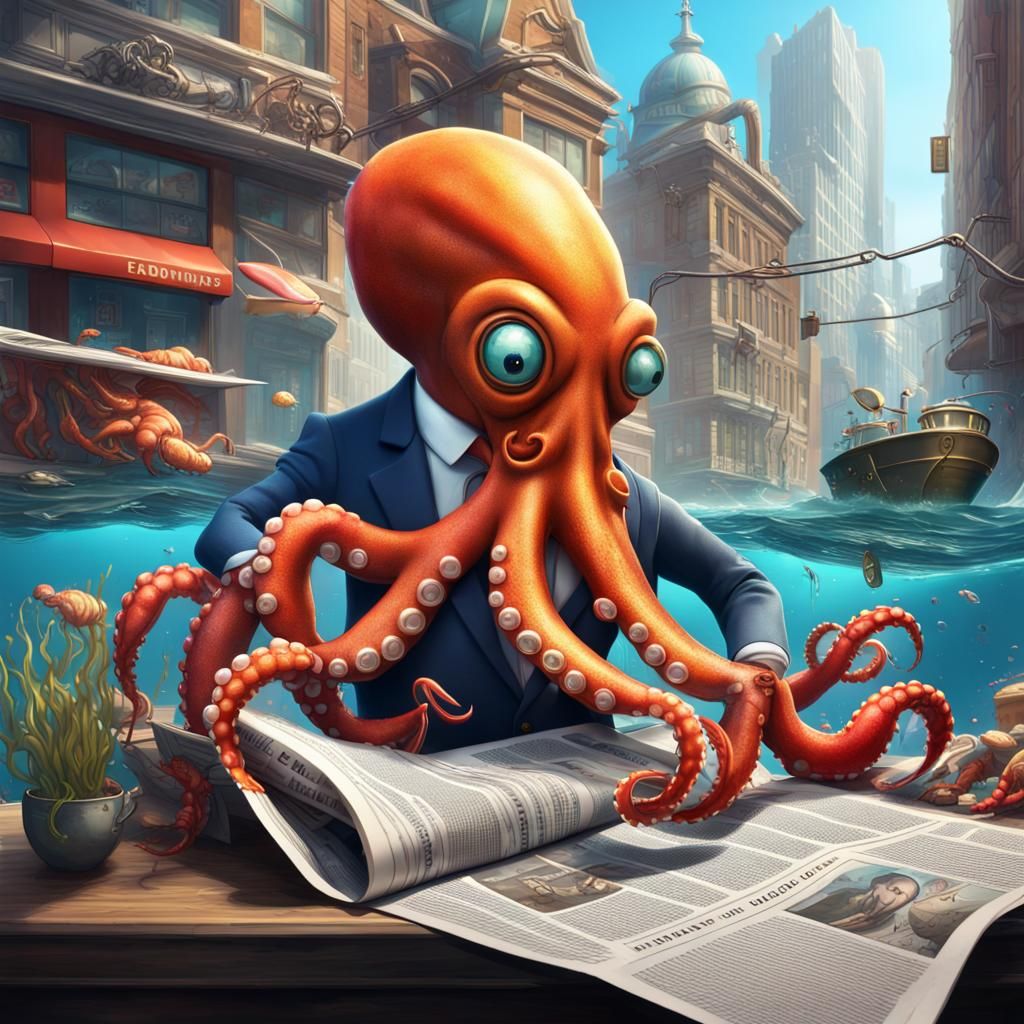 An underwater world with anthropomorphic sea creatures  by @AudiBruno