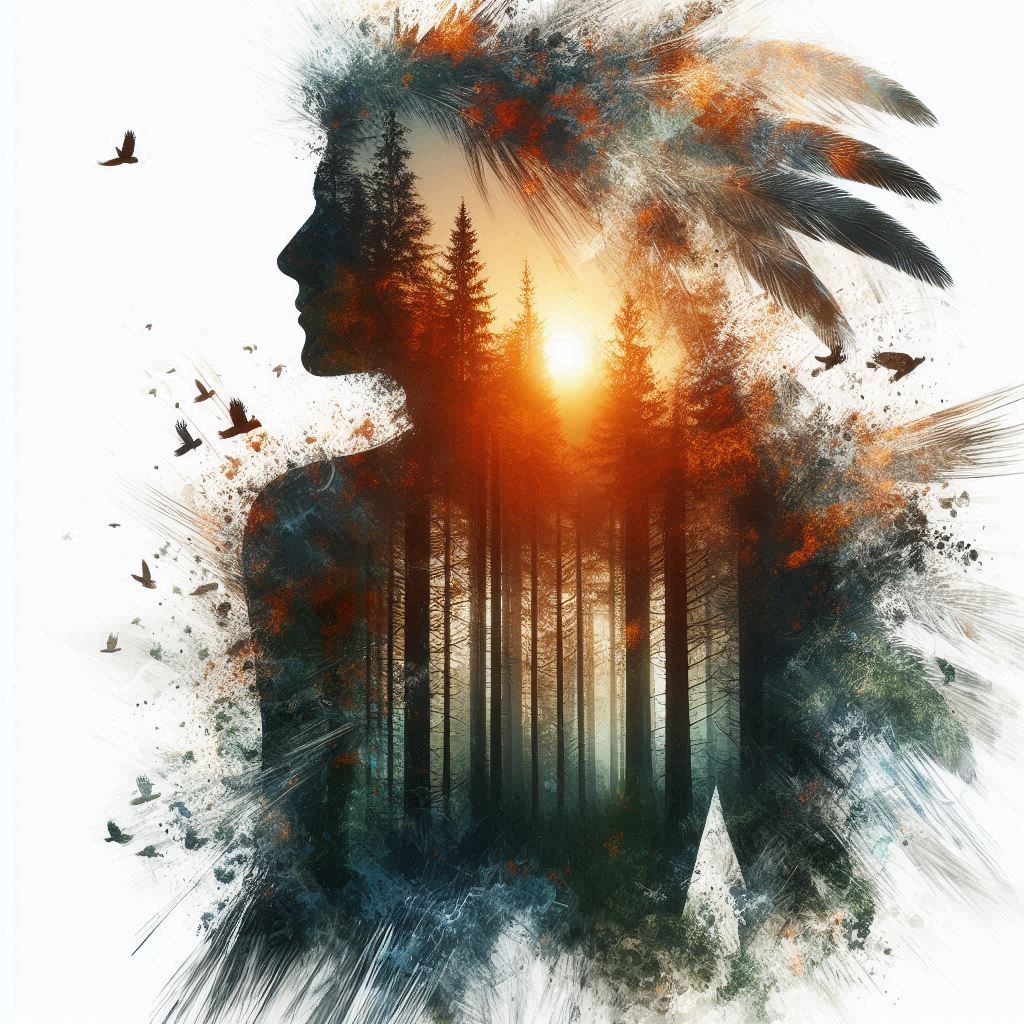 double exposure beautiful fantasy portrait landscape..