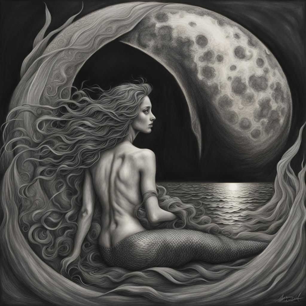 Mermaid and the moon