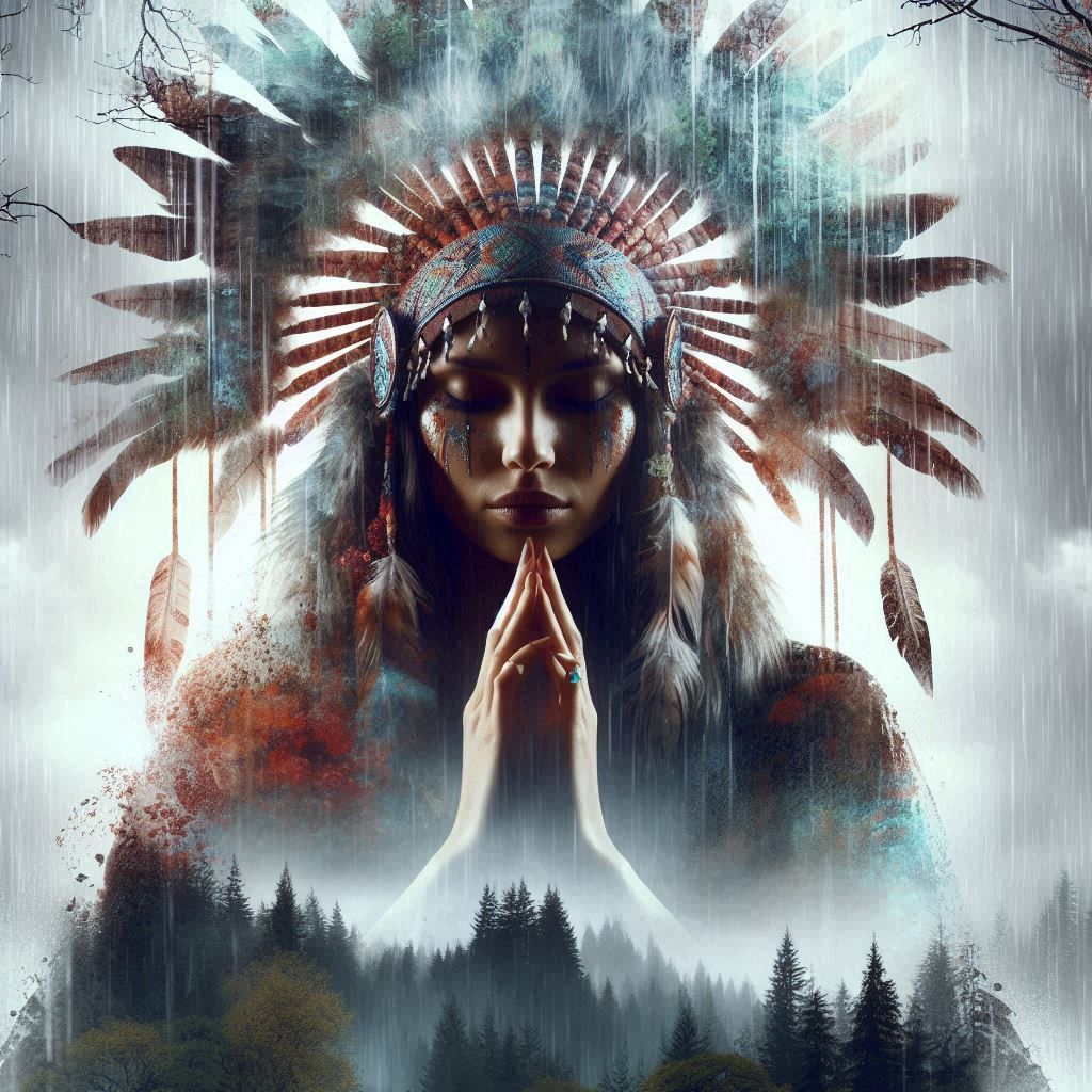 double exposure beautiful fantasy DALL-E 3 portrait landscape..
