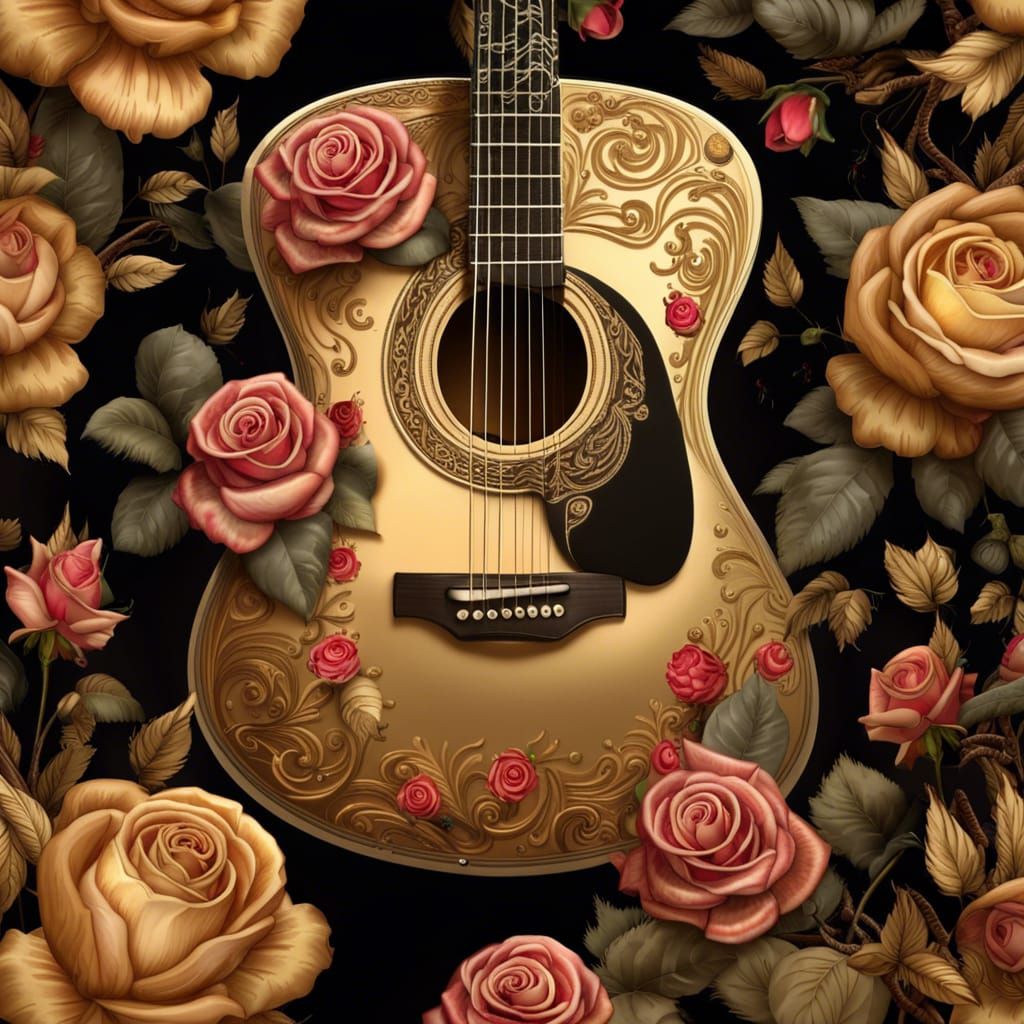 Beautiful Floral Guitar  by @Baby Isis