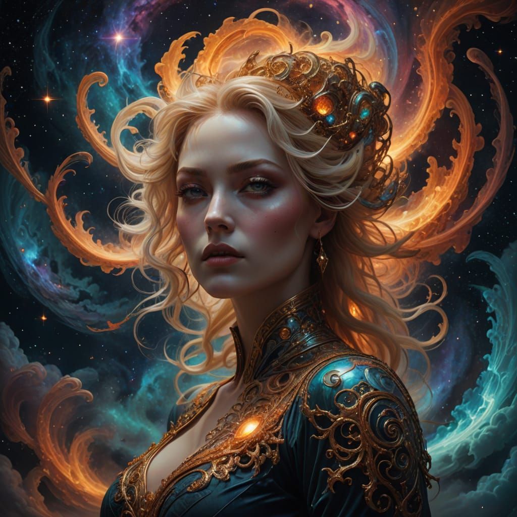 Ethereal Goddess in Cosmic Splendor - AI Art