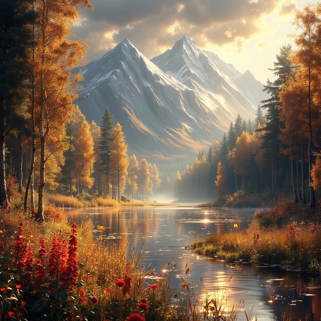 The awakening of a new world, transformation of a grey dark featureless plain into a symphony of color, blossoming flowers, fast-growing tre...