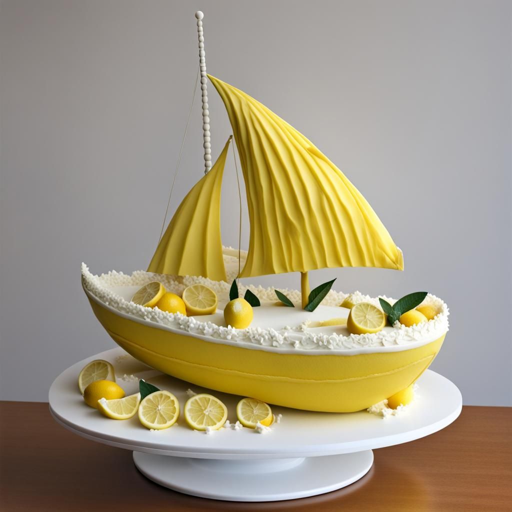 cake sculpture; lemon boat  by @Mike