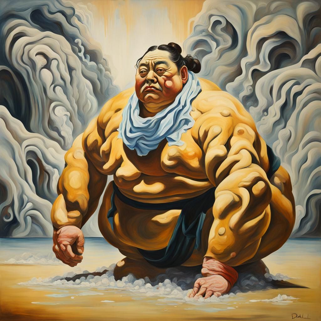 Surreal Sumo Hostess in Dali Style Painting