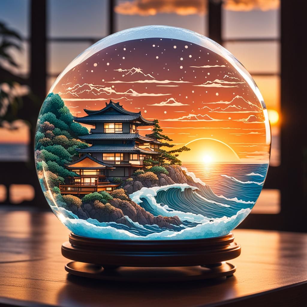 snow globe with the ocean in it