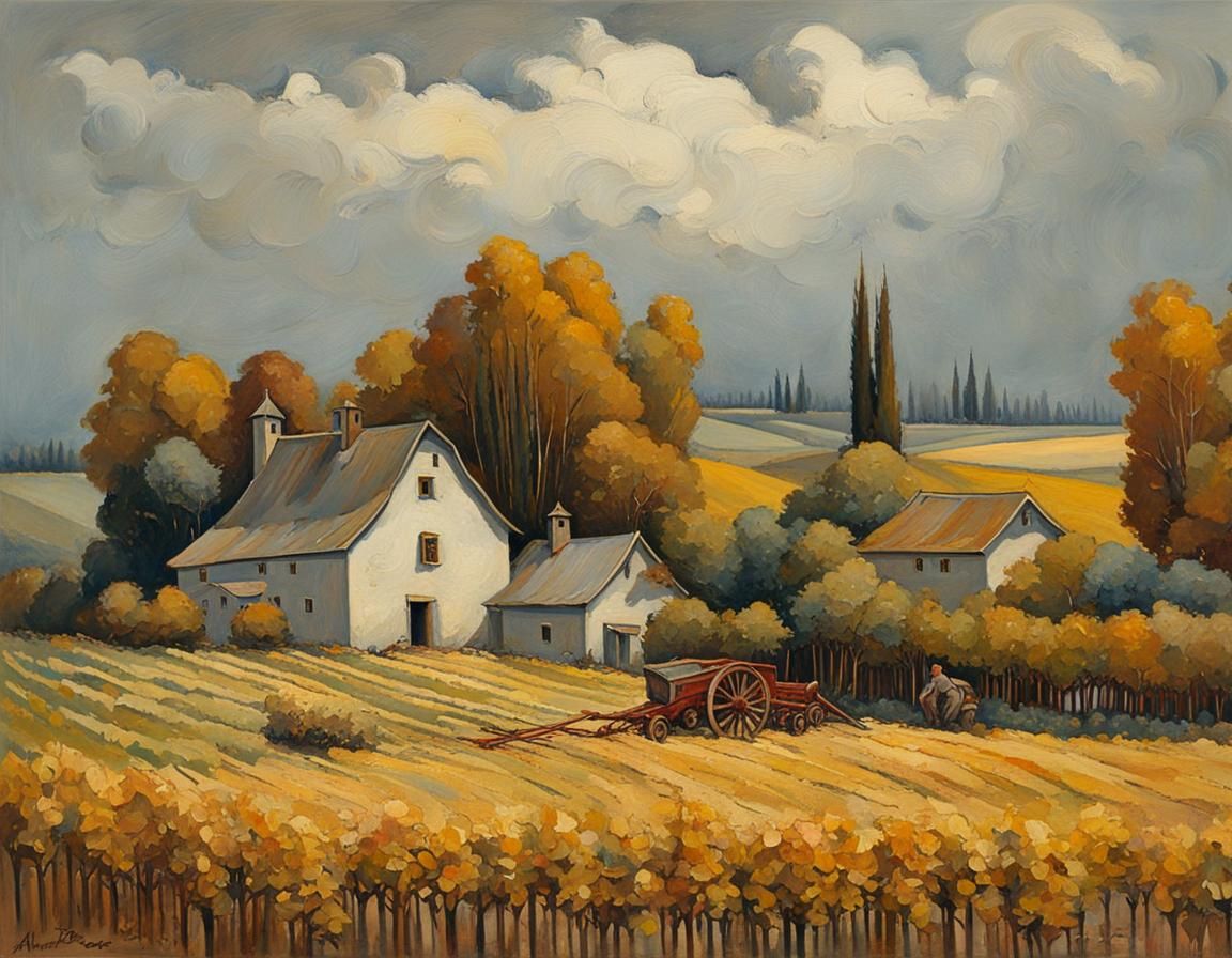 In autumn, the harvest had already entered the barns and the...