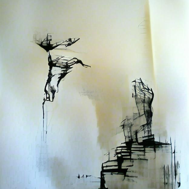 Ink Sketch on paper; reaching high