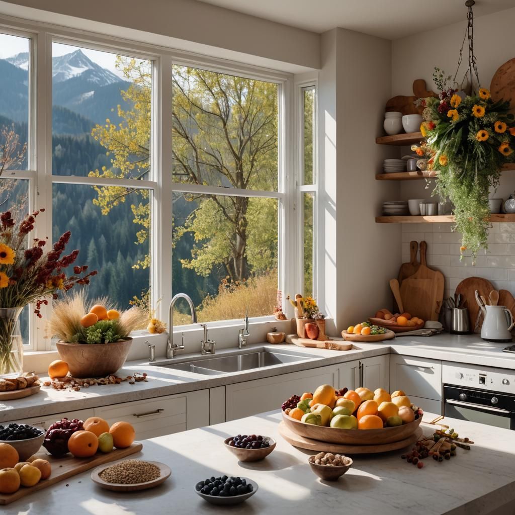 Luxury Kitchen with Natural Elements, Spring Mountainside