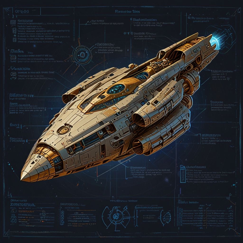 Space ship model Javelin. Blueprint.