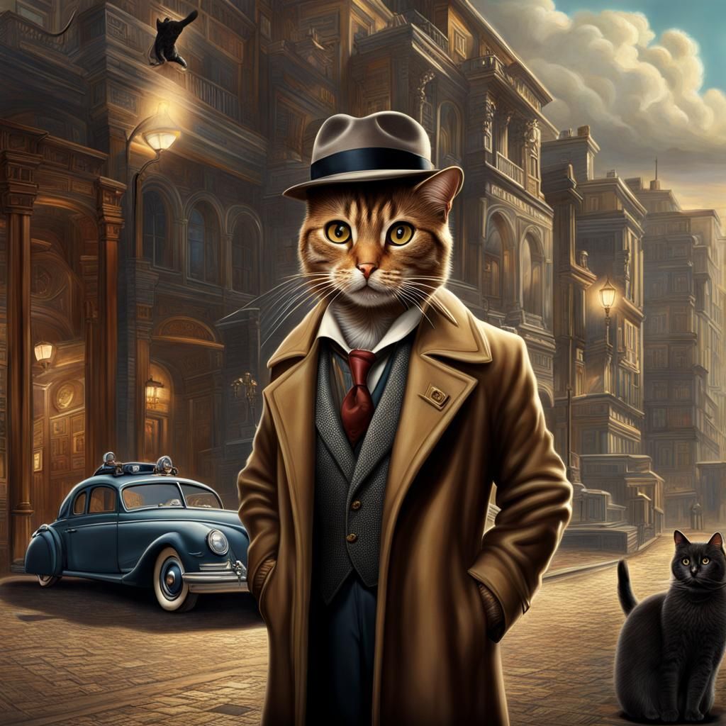 Cat detective at work  by @Staircase Flash