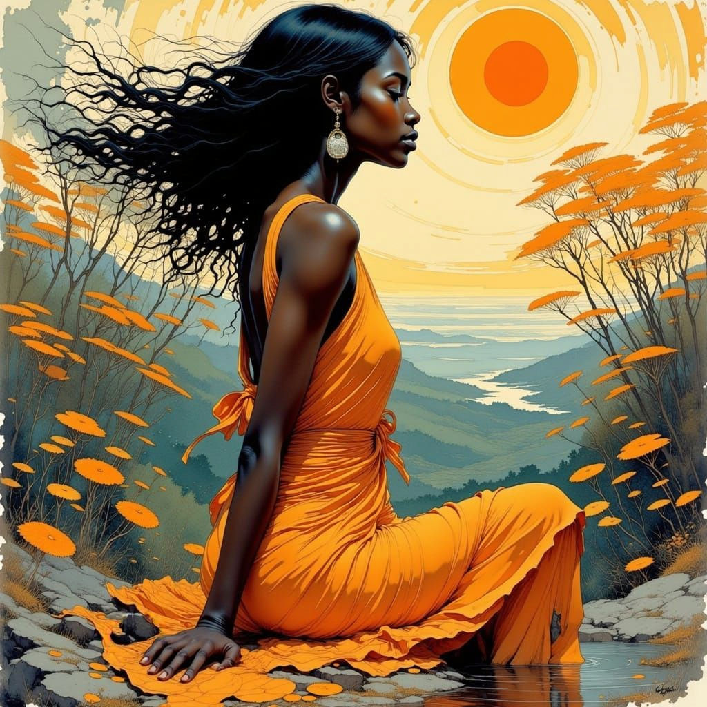 <lora:Atramento:0.85> <lora:divineOil:0.2> accessorized by nature