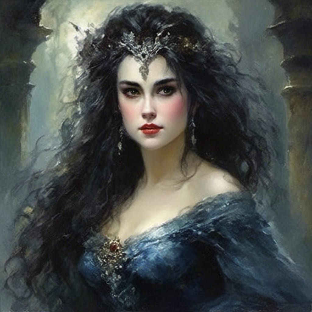 <lora:eye:1.0> <lora:Sherrie:1.0> female vampire with fangs; vampira; elvira; aleera; beautiful; elegent