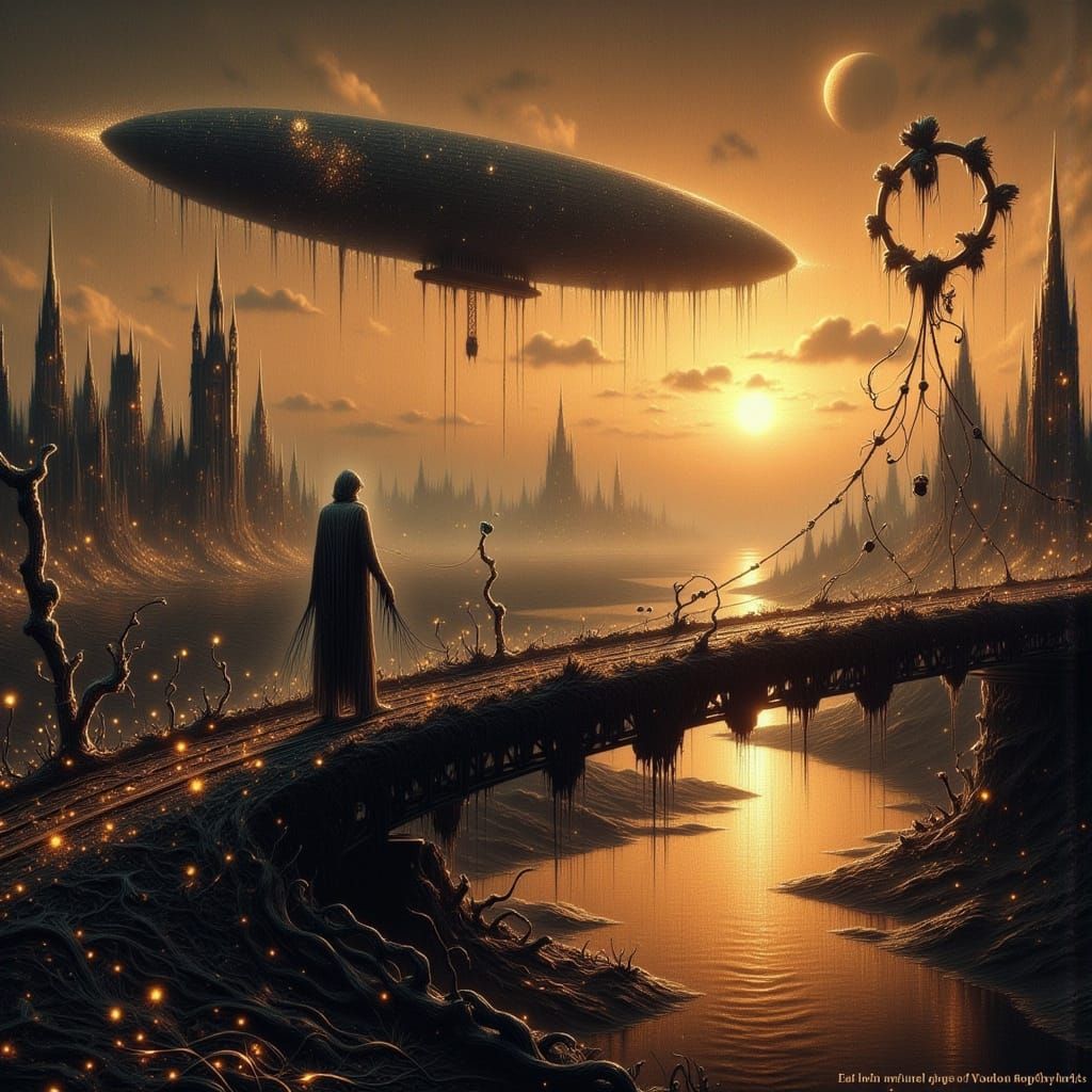 Dystopian Figure in Smog-Choked Cyberpunk Megacity