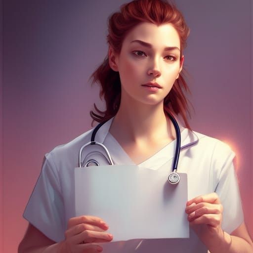 Nurse holding charts - AI Generated Artwork - NightCafe Creator