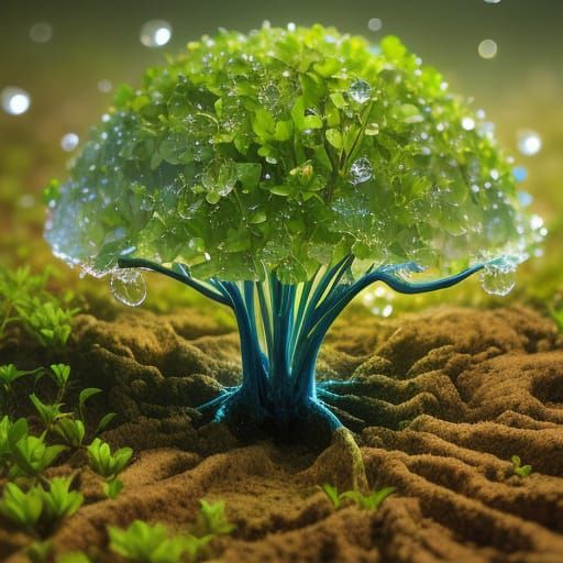 Seedling Sprouts From Cracked Earth at Golden Hour