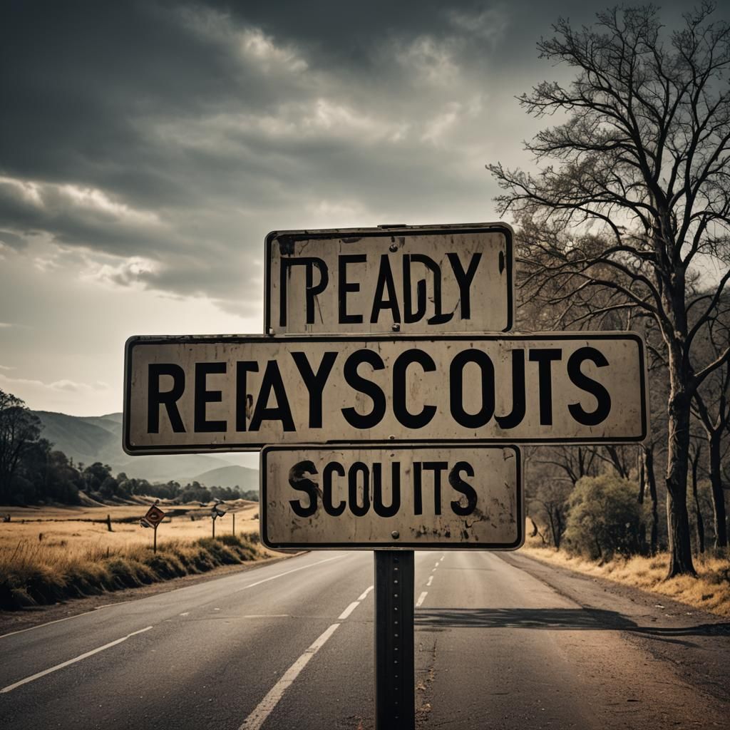 A road sign that says ready scouts