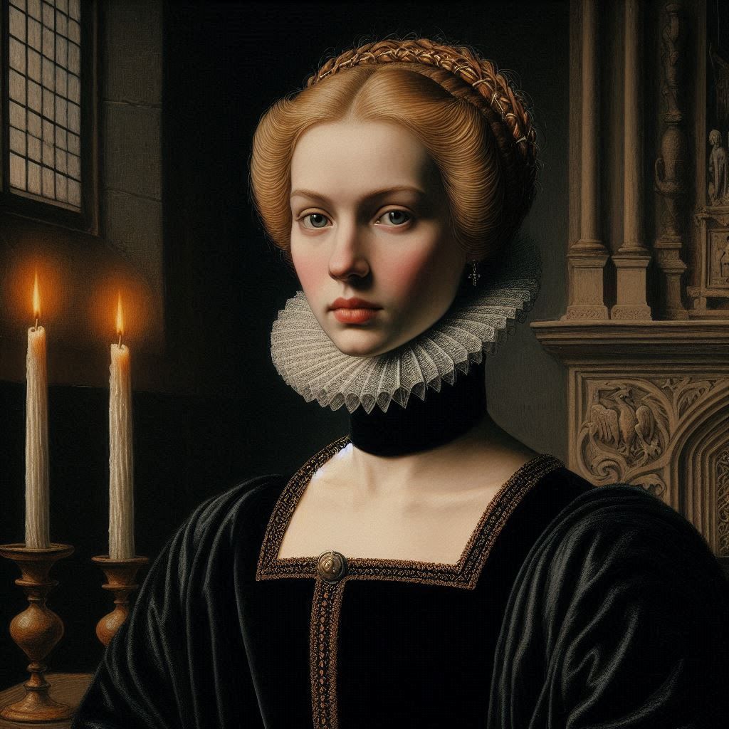 Portrait of severe noble woman, 14th century, Holland