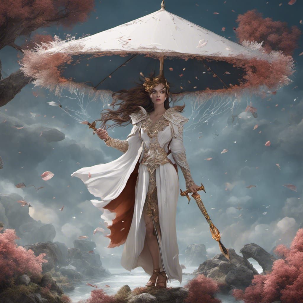 White Umbrella Goddess holding a sword, an arrow and a bowl