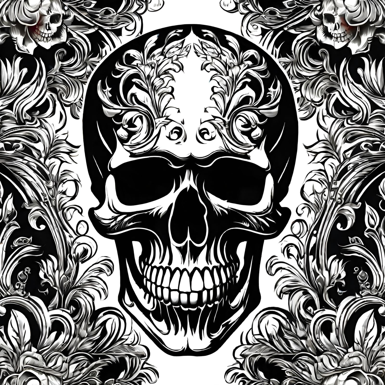 Perfect flaming skull, fabulously detailed, thermal transfer...
