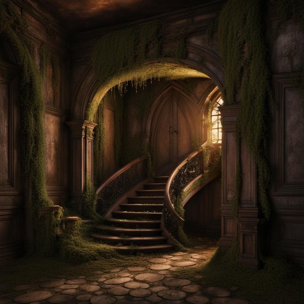(((gothic architecture))) with an single (((abandoned curved...