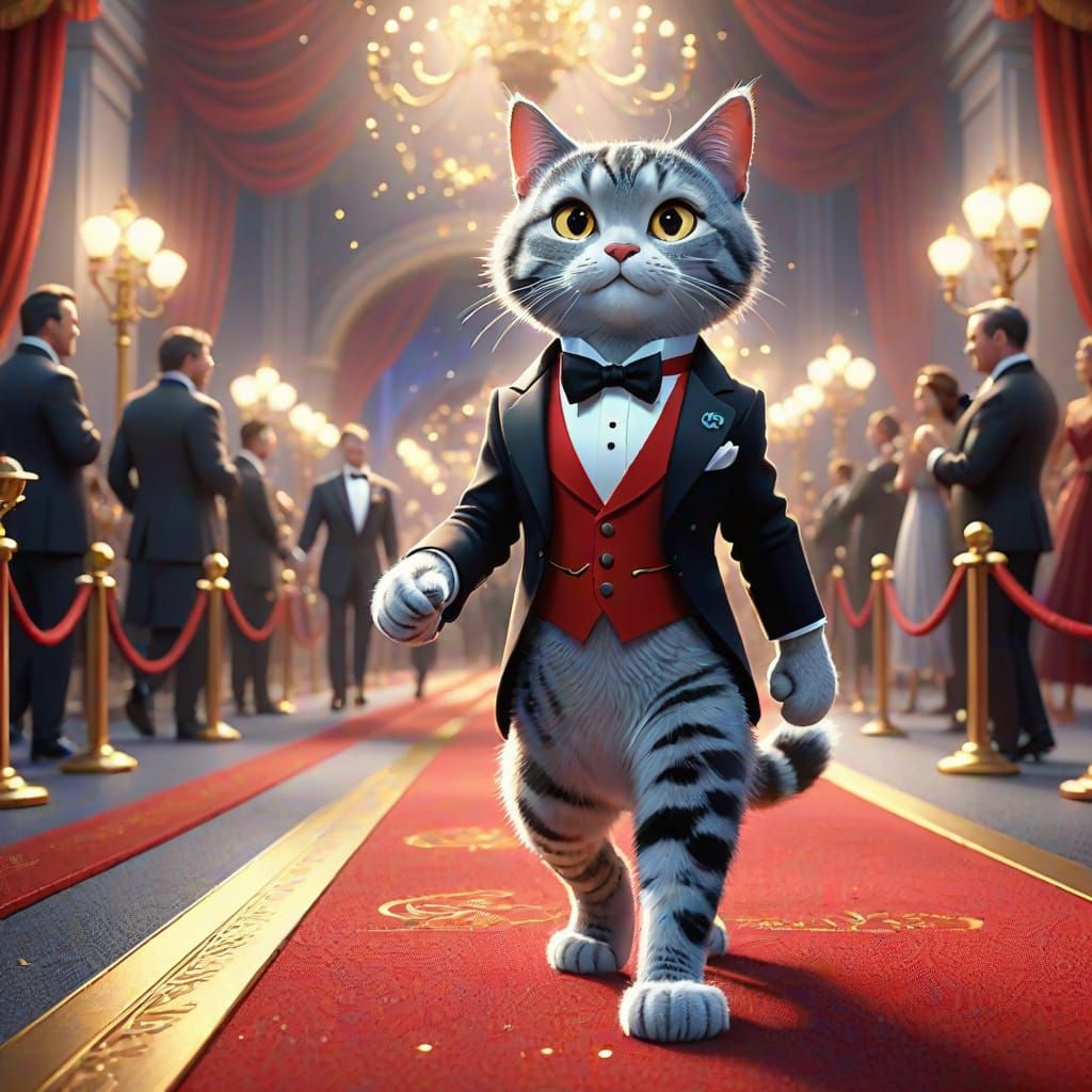 cute gray tabby walking the red carpet  by @April