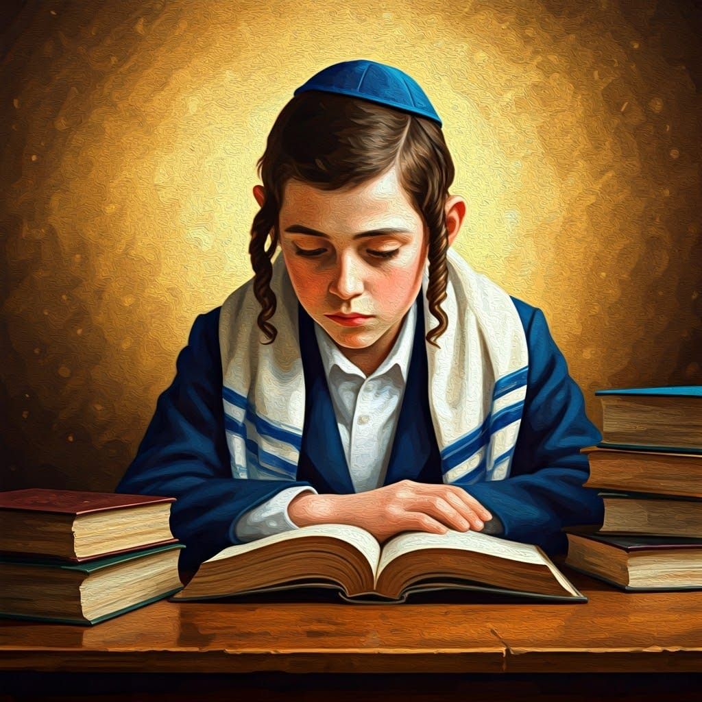 Orthodox Boy Portrait in Impasto Gouache Style