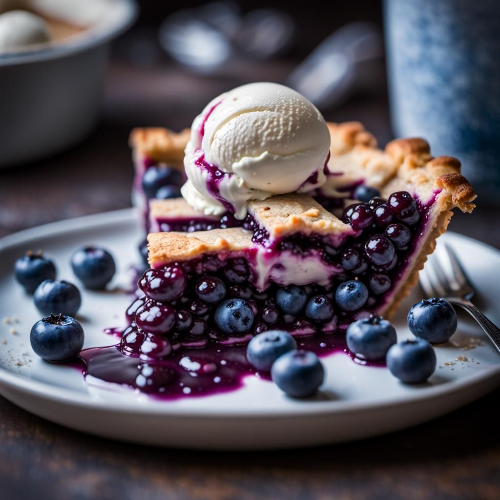 Blueberry pie with ice cream  by @Eto Demerzel