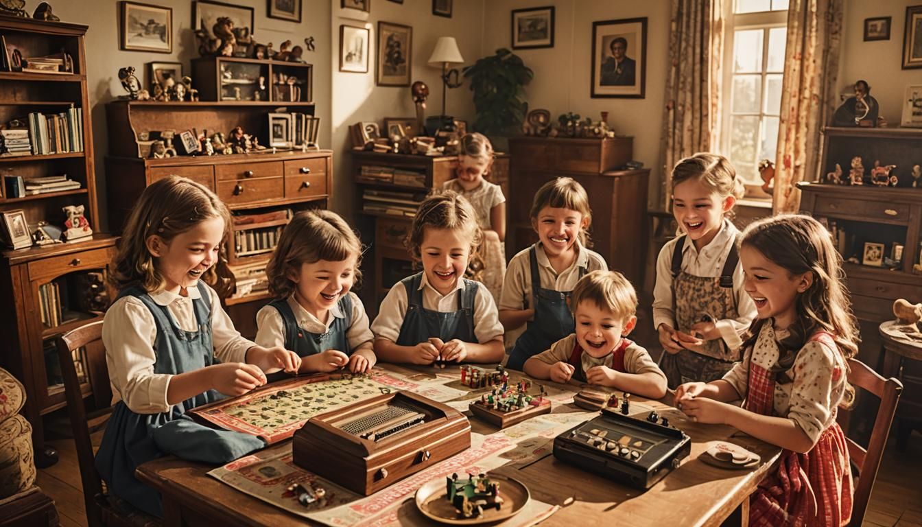A sentimental, nostalgic scene of children playing the class...