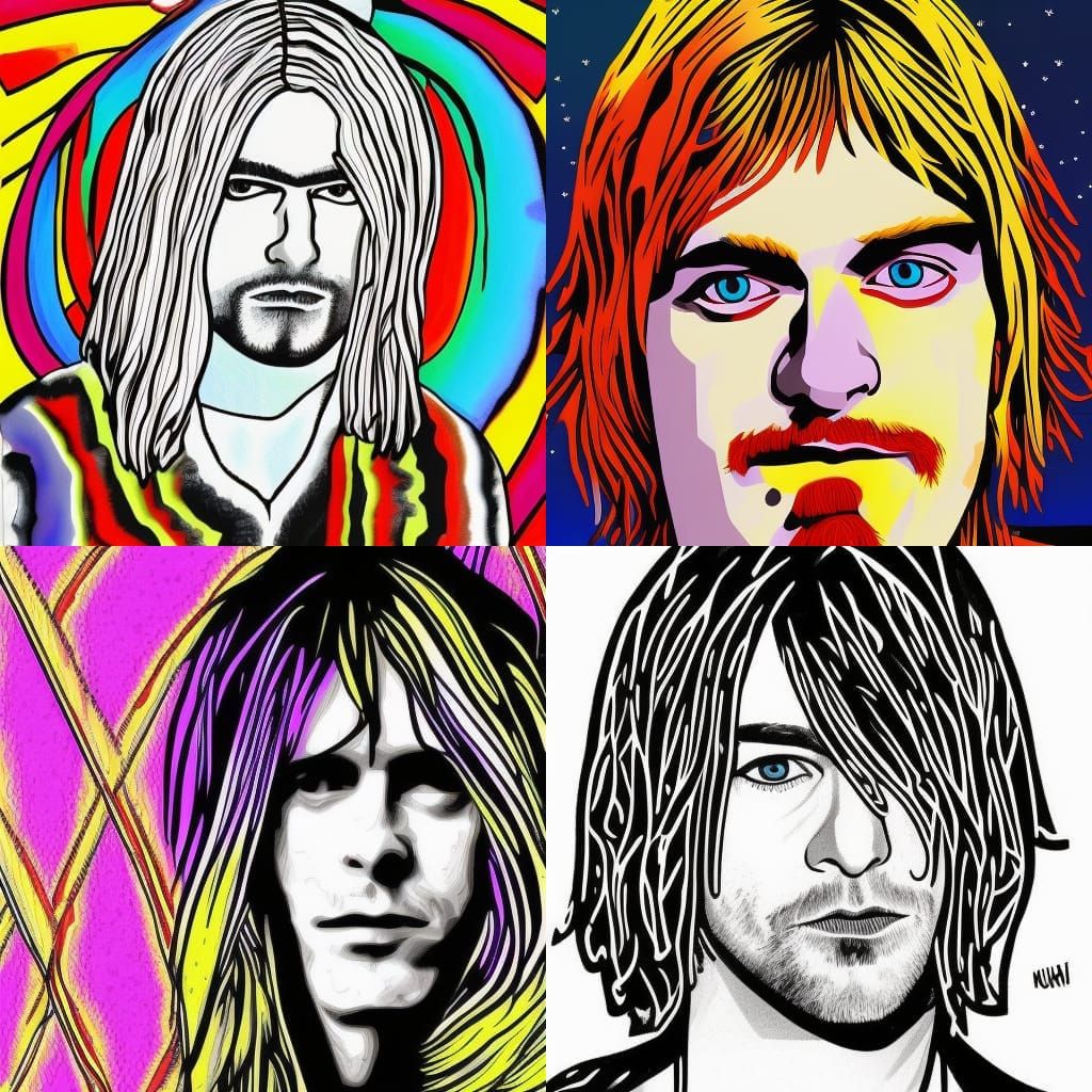 kurt cobain psychedelic illustration - AI Generated Artwork - NightCafe ...